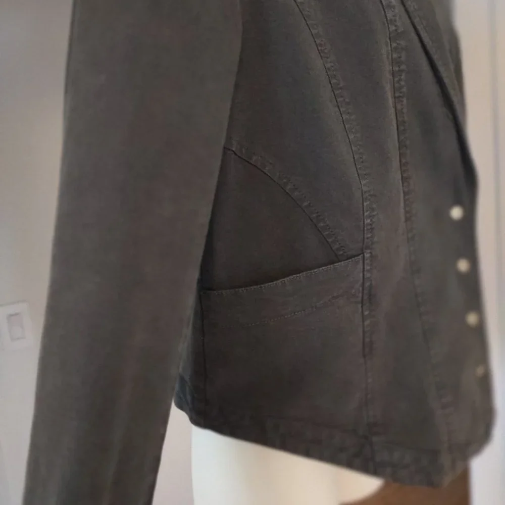 ANTHROPOLOGIE Structured Button Front Blazer Olive Green NWT - Size 12 - Picture 9 of 16